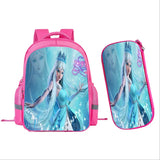 Girls Cartoon Schoolbag Set with Pencil Case, Pupils Backpack