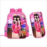 Girls Cartoon Schoolbag Set with Pencil Case, Pupils Backpack