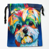 Shih Tzu Dog Painting Drawstring Bag Small Travel Women Cloth Christmas Gift Pou