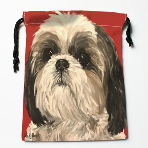Shih Tzu Dog Painting Drawstring Bag Small Travel Women Cloth Christmas Gift Pou