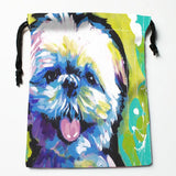 Shih Tzu Dog Painting Drawstring Bag Small Travel Women Cloth Christmas Gift Pou