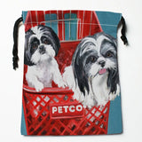 Shih Tzu Dog Painting Drawstring Bag Small Travel Women Cloth Christmas Gift Pou