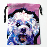 Shih Tzu Dog Painting Drawstring Bag Small Travel Women Cloth Christmas Gift Pou