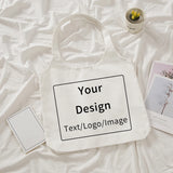 Customed Tote Bag Shopping Your Own Text Printed Hasp Unisex Travel Canvas