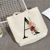 Customizable Letter Print Shoulder Bags Flower Handbags