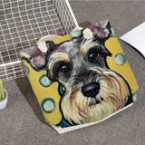 Schnauzer Dog Painting Casual Shopper Bag Lady Shoulder Handbag