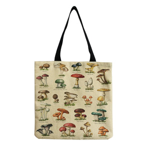 Customizable Butterfly Mushroom Print Tote Bag Eco Friendly Handbag