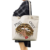 Leopard Lips Print Linen Beach Bag