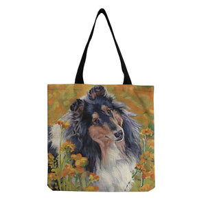 Portable Eco Friendly Cartoon Animal Dog Print Beach Tote Bag