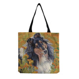 Portable Eco Friendly Cartoon Animal Dog Print Beach Tote Bag