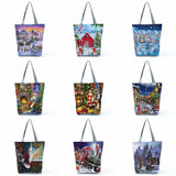 Santa Claus Print Handbags For Women Tree Christmas Tote Bags
