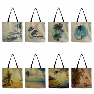 Customizable Women Tote Bag Eco-Friendly Landscape Print Storage Shopping Beach