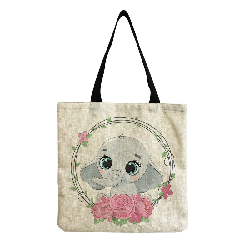 Elephant & Panda Print Shoulder Bag
