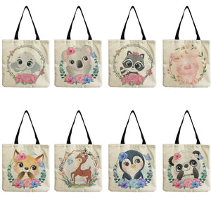 Elephant & Panda Print Shoulder Bag