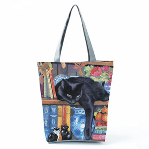 Oil Paint Cat Painting Print Women's Tote Bag