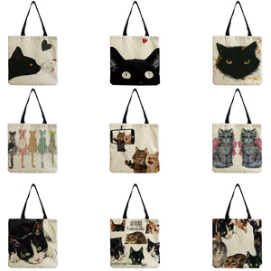 Watercolor Cat Painting Print Tote Bag