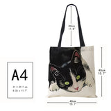 Watercolor Cat Painting Print Tote Bag Eco Reusable Shopper Shoulder Bags