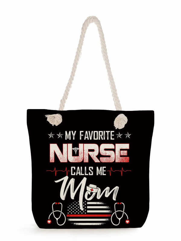 Nurse Print Shoulder Bags Eco Handbags Tote Linen Beach Bag