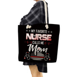 Nurse Print Shoulder Bag Eco Linen Handbag Big Size Tote