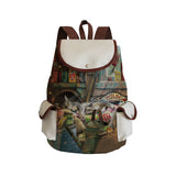 Oil Painting Cat Print Women's Backpack High Capacity Linen Backpack