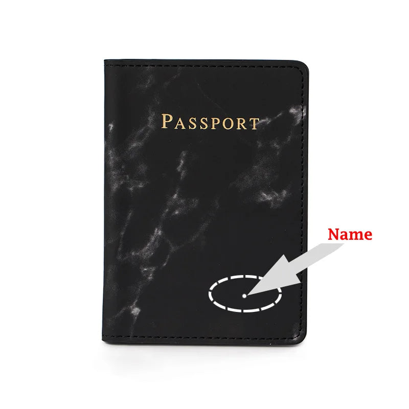 Personalised Marble Passport Cover for Women with Name
