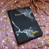 Personalised Marble Passport Cover for Women with Name