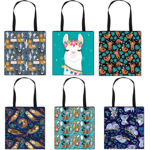 Animal Print Women Shoulder Bag Alpaca Sloth Ferrets Reusable Shopper Bags