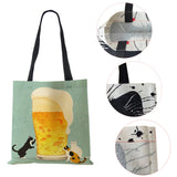 Cartoon Cat Print Tote Bag for Women Reusable Shoulder Bags