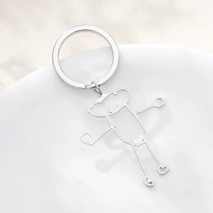 Kids Drawing Keychain Personalized Name Stainless Steel Christmas Gift