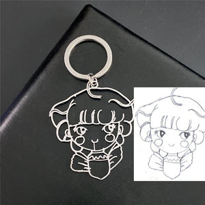 Custom Children's Drawing Keychain, Personalized Kid's Art Name Keyring