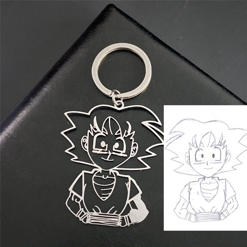 Custom Children's Drawing Keychain, Personalized Kid's Art Name Keyring