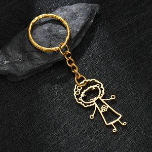 Personalized Children's Drawing Keychain - Custom Kid's Art Keyring