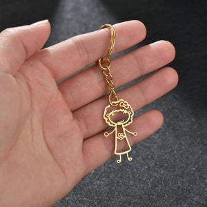 Personalized Children's Drawing Keychain - Custom Kid's Art Keyring