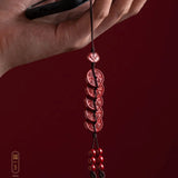 Cinnabar Money Key Chain Organic Jewellery Carved Chinese Natural Charm Amulet