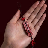 Cinnabar Money Key Chain Organic Jewellery Carved Chinese Natural Charm Amulet