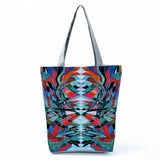 Colorful Pattern Shoulder Bags Foldable Tote Bright Colors Print Handbags