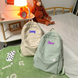 Embroidered Canvas Backpack Lightweight Waterproof Travel Bag