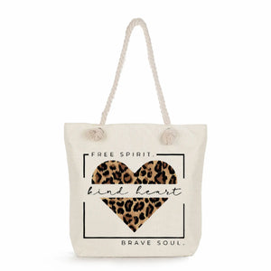 Leopard Letter Printed Tote Bag Reusable Thick Rope Shopping Bag