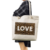 Leopard Letter Printed Tote Bag Reusable Thick Rope Shopping Bag