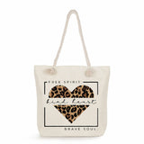 Leopard Letter Printed Tote Bag Reusable Thick Rope Shopping Bag