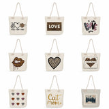Leopard Letter Printed Tote Bag Reusable Thick Rope Shopping Bag