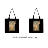 Japanese Style Cat Printed Handbags for Women Travel Tote Bag