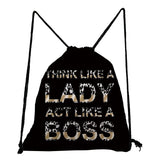 Leopard Lips Drawstring Backpack Gift School Book