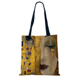 Oil Painting Tears Linen Cloth Tote Bags For Women