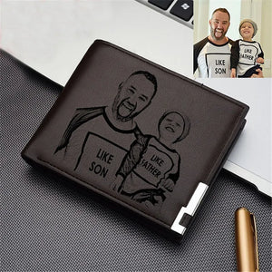 Photo Wallet for Men Engraved Bifold Wallet Father's Gift