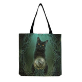Moon Cat Print Tote Bag Women Casual Handbag High Capacity Foldable