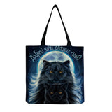 Moon Cat Print Tote Bag Women Casual Handbag High Capacity Foldable