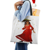 Vintage 50s 60s Print Tote Bag For Women Reusable Shoulder Bags