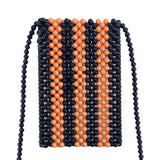 Orange Stripe One Shoulder Messenger Bag Hand Woven Beaded Handbag