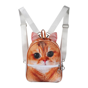 3D Animal Cat Print Backpack Lightweight Travel Rucksack Shoulder Bag
